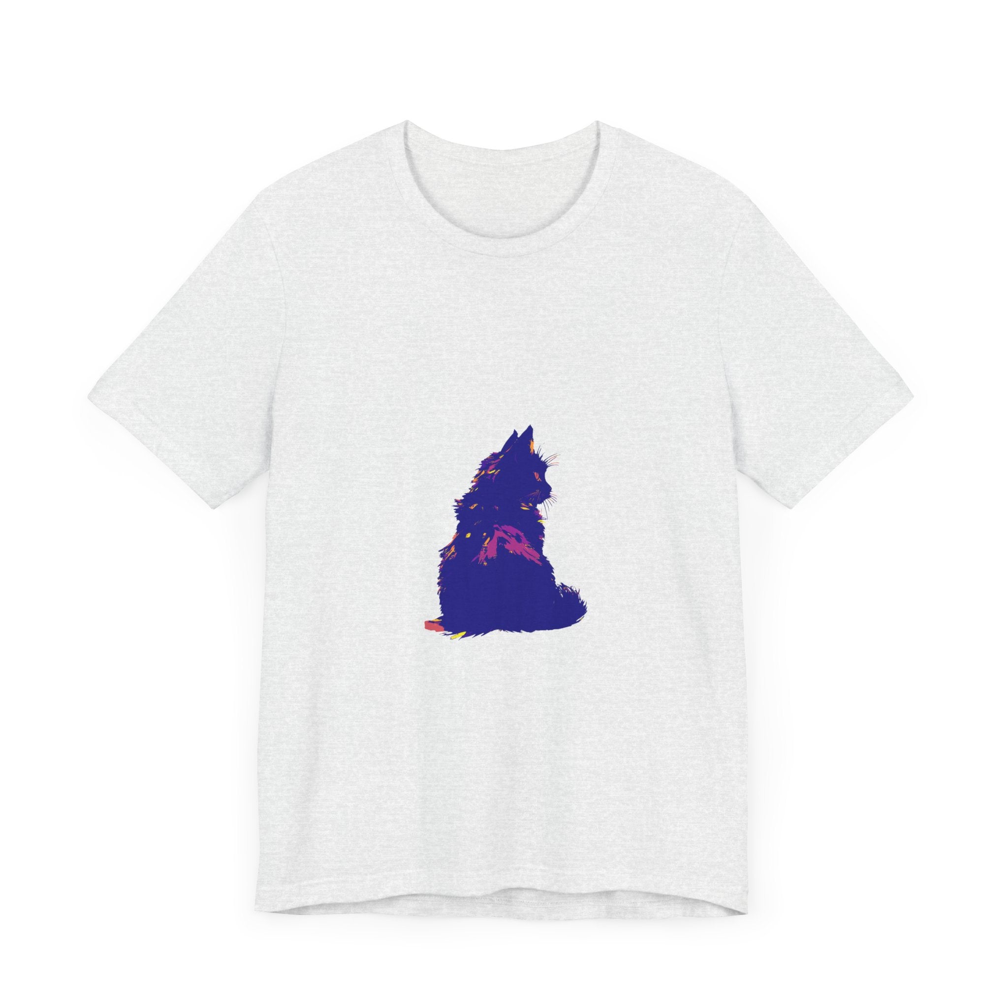 A vibrant and eye-catching Black Cat Mystery t-shirt, featuring a colorful design