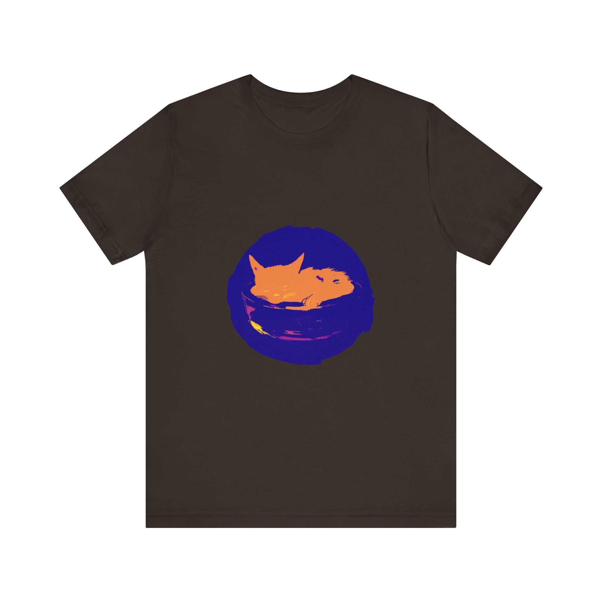Black Cat Mystery Sleep T-shirt, a comfortable and stylish sleepwear option with a unique and eye-catching design, featuring a sleeping black cat against a starry night backdrop