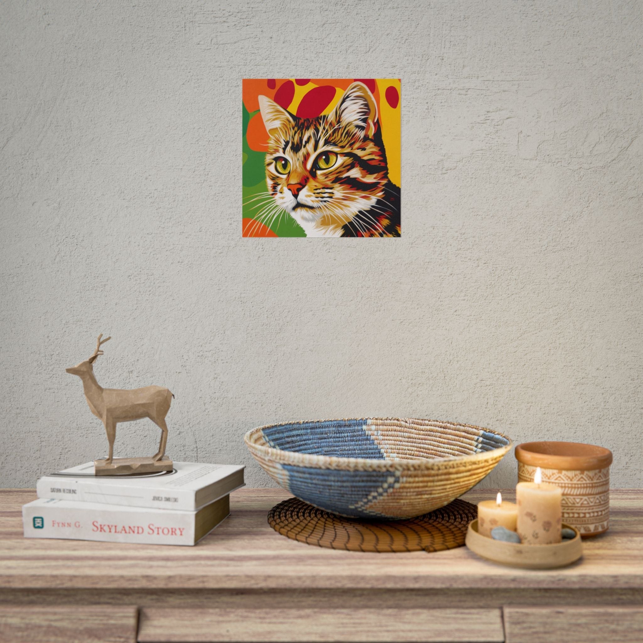 Colorful Pop Art Cat Poster — Rolled Wall Art for Cat Lovers