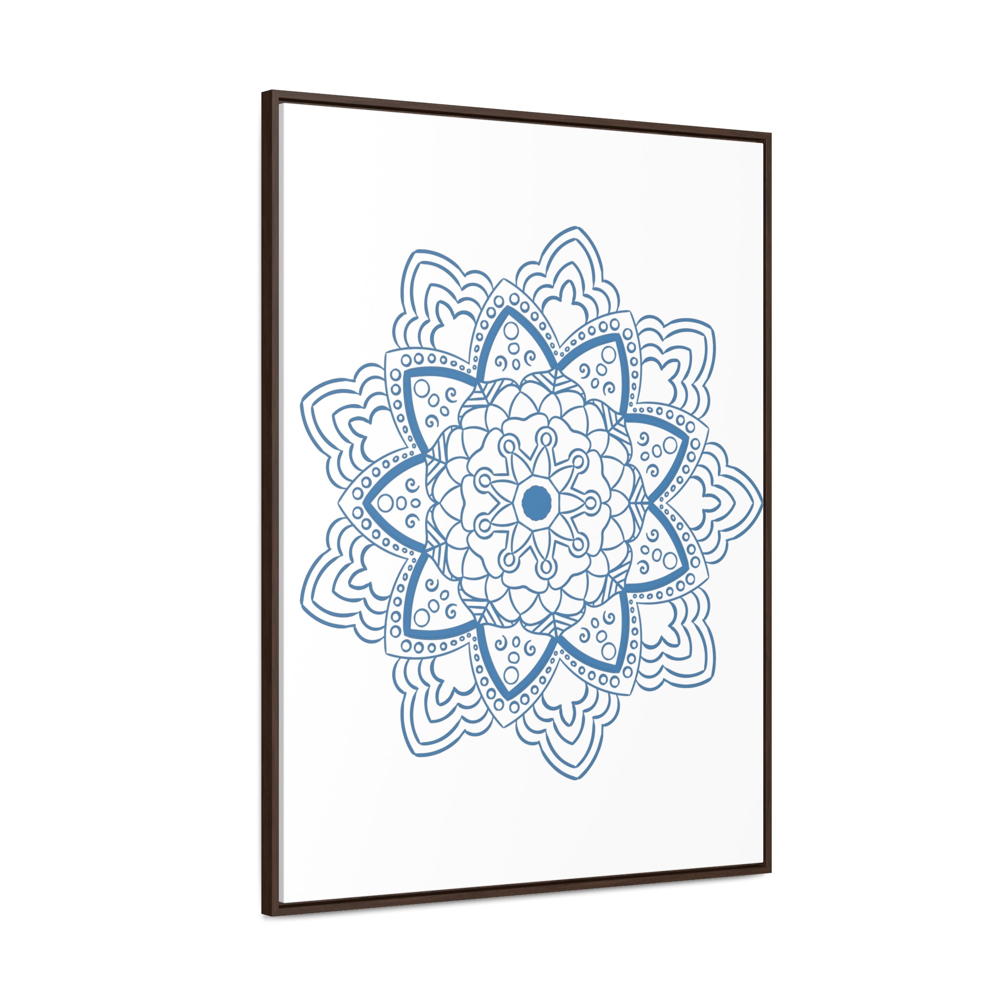 Steel Blue Mandala Design Wall Art on Gallery Canvas Wraps