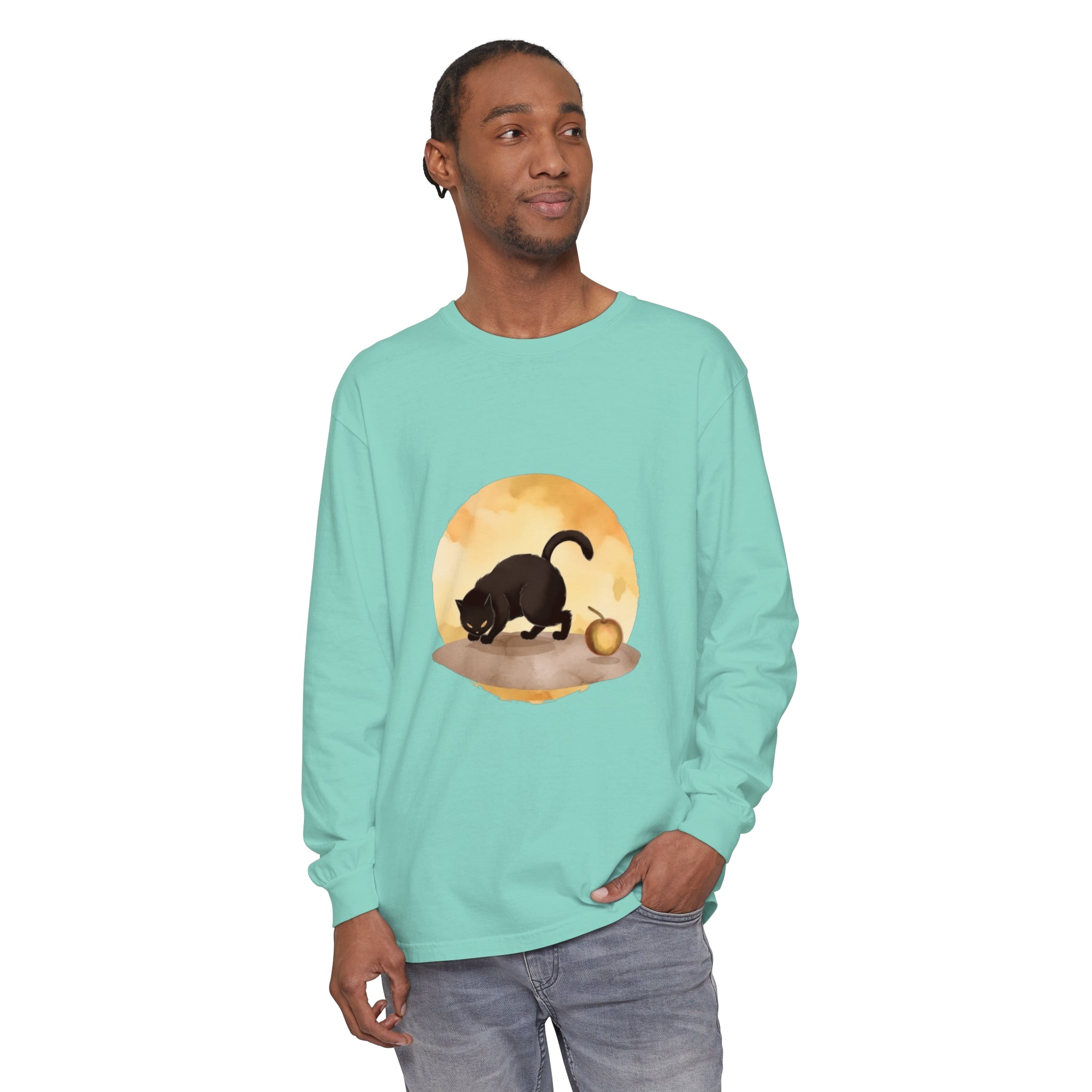 High-quality print of the Black Cat Moonlit Mystery T-Shirt with vibrant colors and intricate details