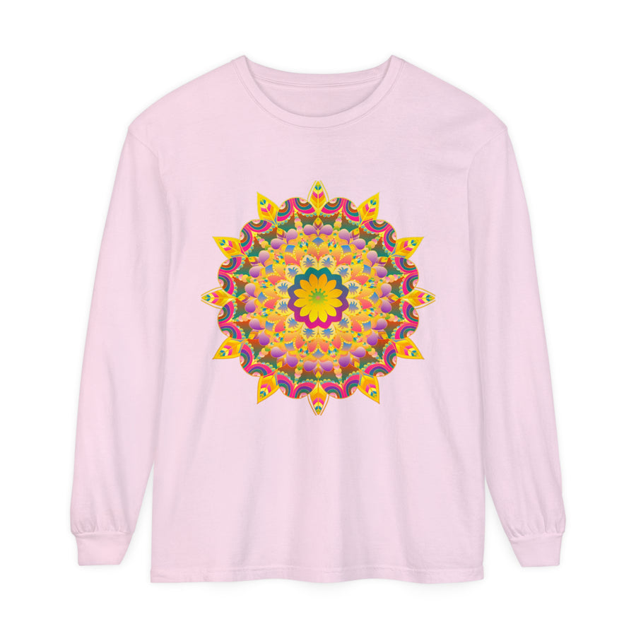 Women's long sleeve tee featuring a captivating and vibrant mandala print