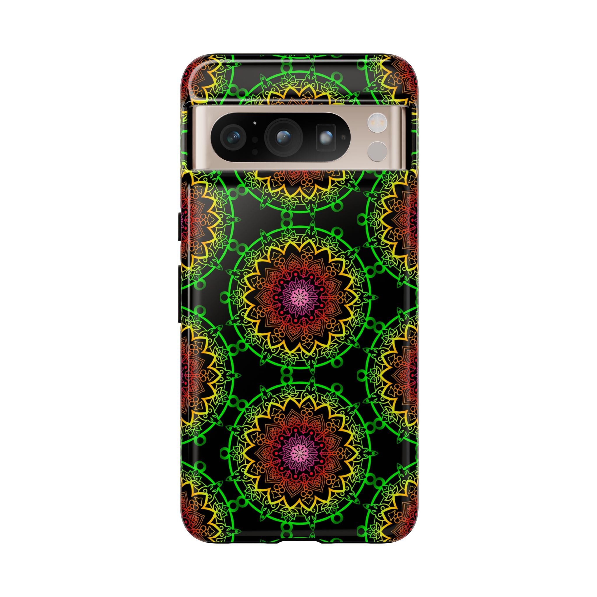 Custodia per telefono con mandala artistica, motivi audaci e stile moderno