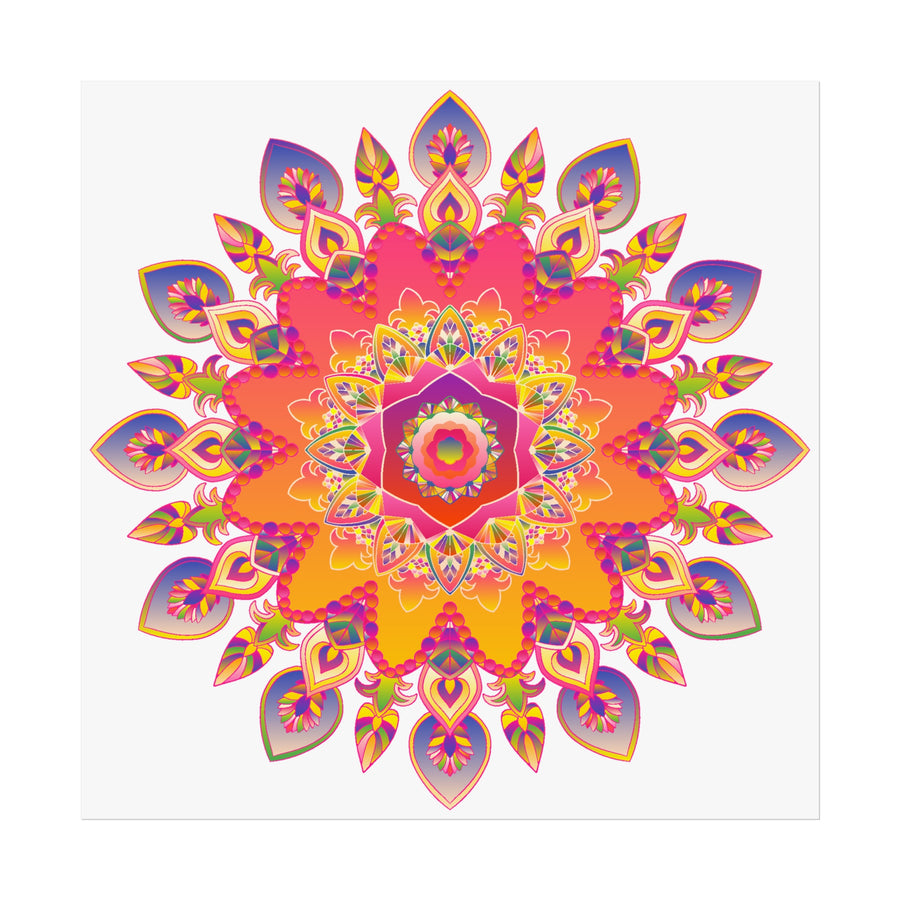 Vibrant Floral Mandala Fine Art Poster — Boho Wall Decor for Living Room & Meditation