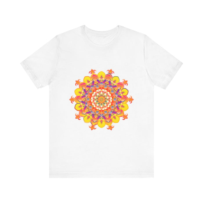 Vibrant Mandala Tee featuring a colorful and intricate design with vibrant hues and detailed patterns perfect for adding a pop of color to your wardrobe
