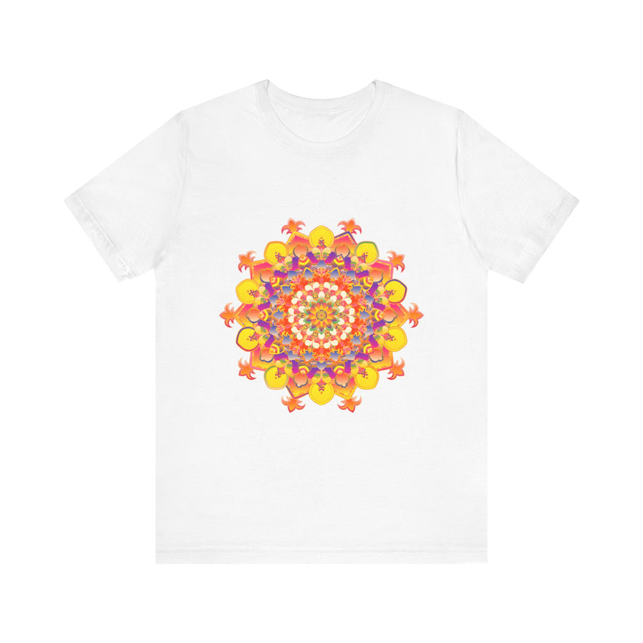 Vibrant Mandala Tee featuring a colorful and intricate design with vibrant hues and detailed patterns perfect for adding a pop of color to your wardrobe