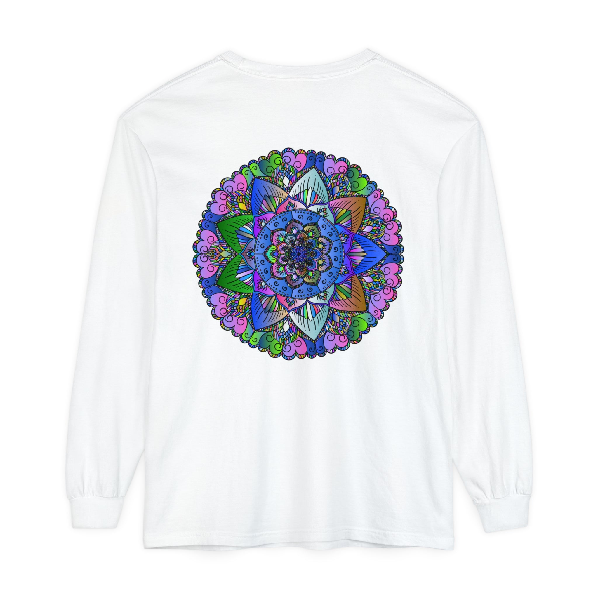 Colorful Mandala Pattern on Unisex Long Sleeve Tee for Men and Women