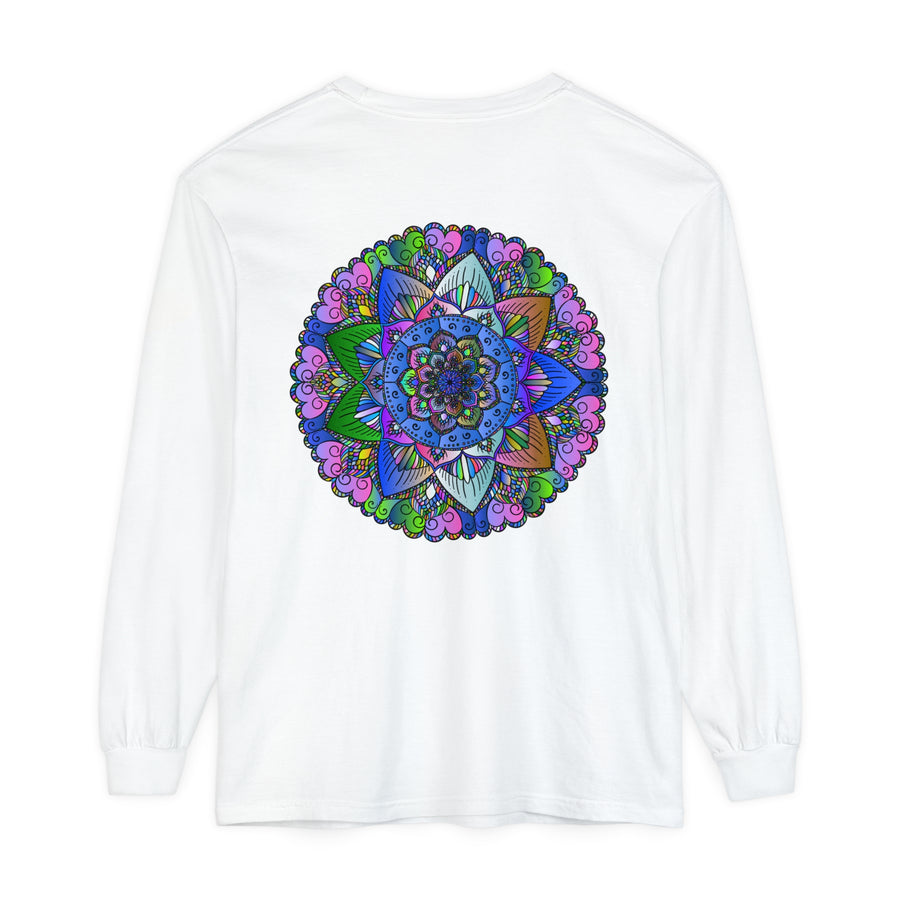 Colorful Mandala Pattern on Unisex Long Sleeve Tee for Men and Women