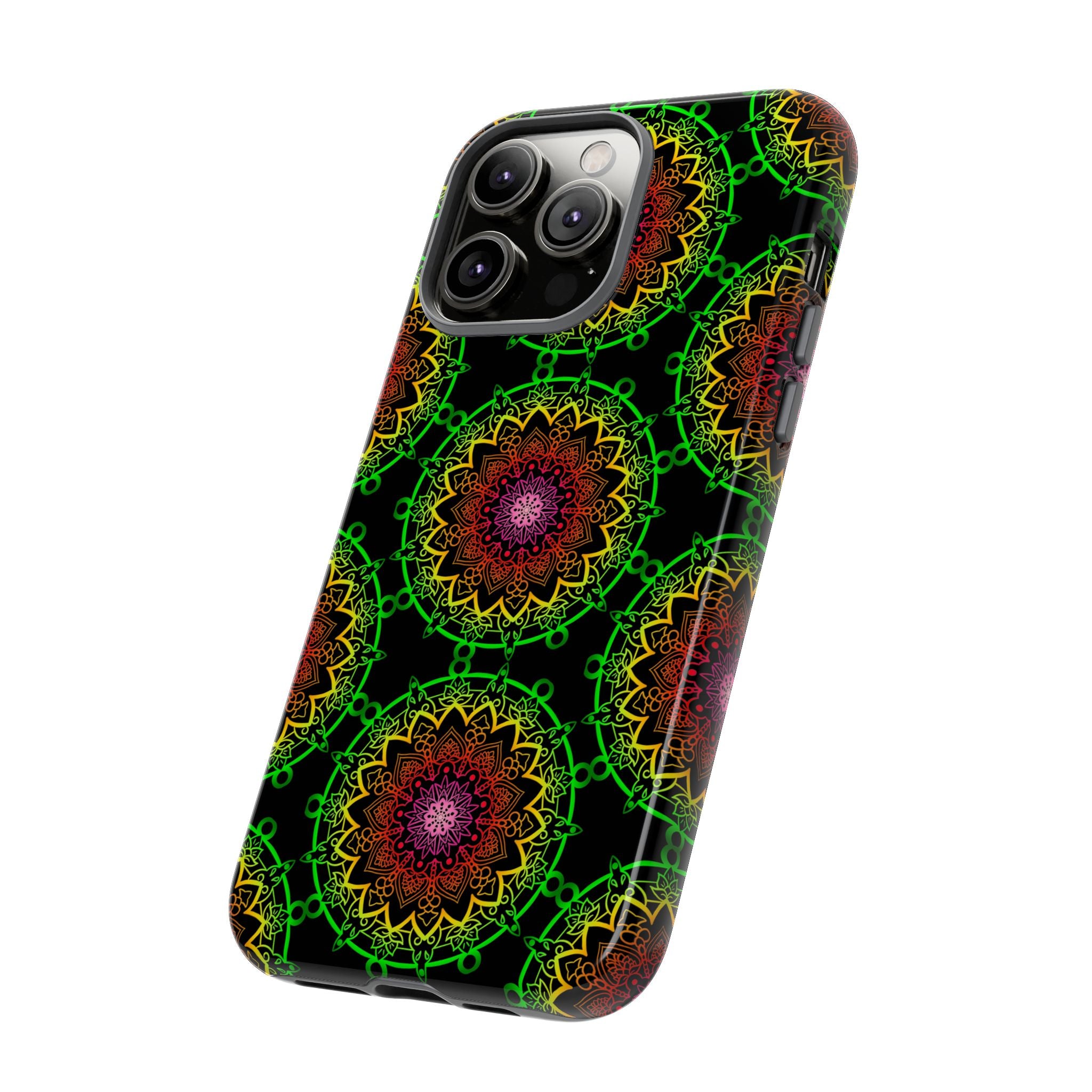 Custodia per telefono con mandala artistica, motivi audaci e stile moderno