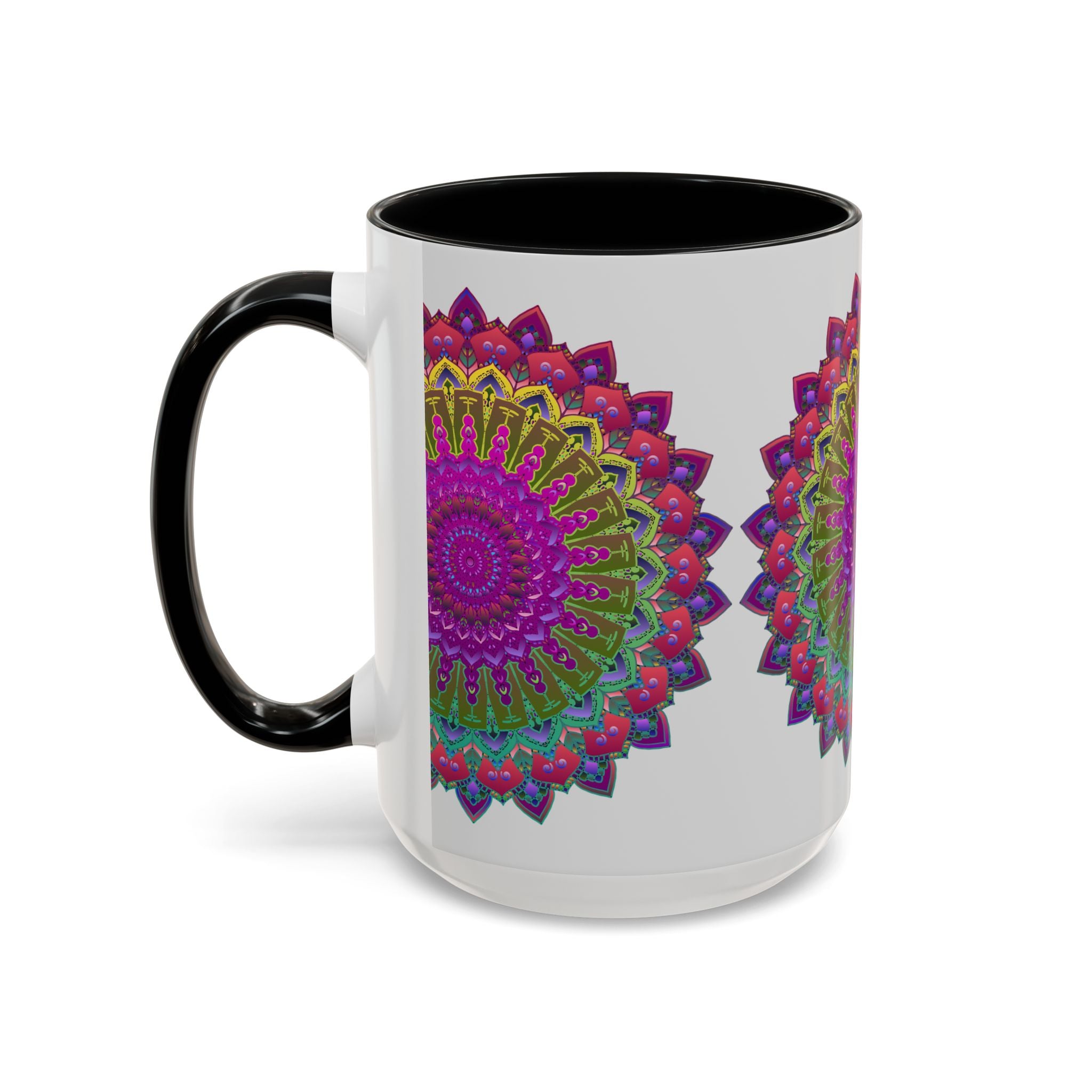 Intricately designed mandala art mug featuring vibrant and unique colors