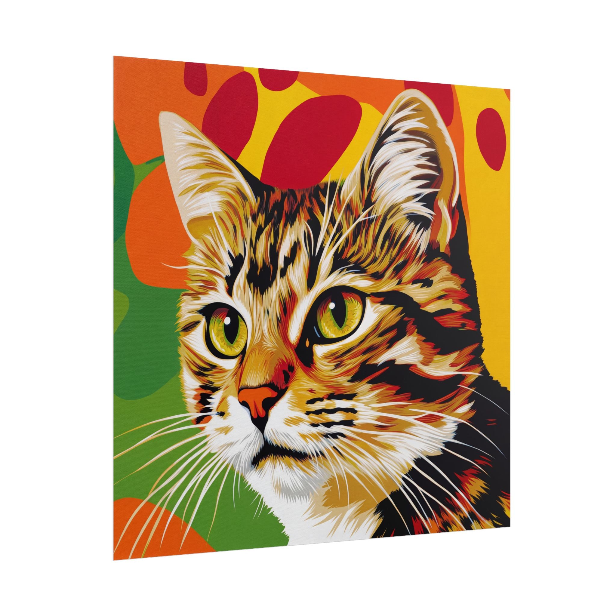 Colorful Pop Art Cat Poster — Rolled Wall Art for Cat Lovers
