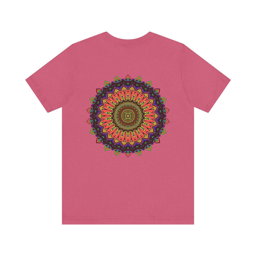 Colorful mandala tee with vibrant patterns symbolizing spiritual balance and harmony