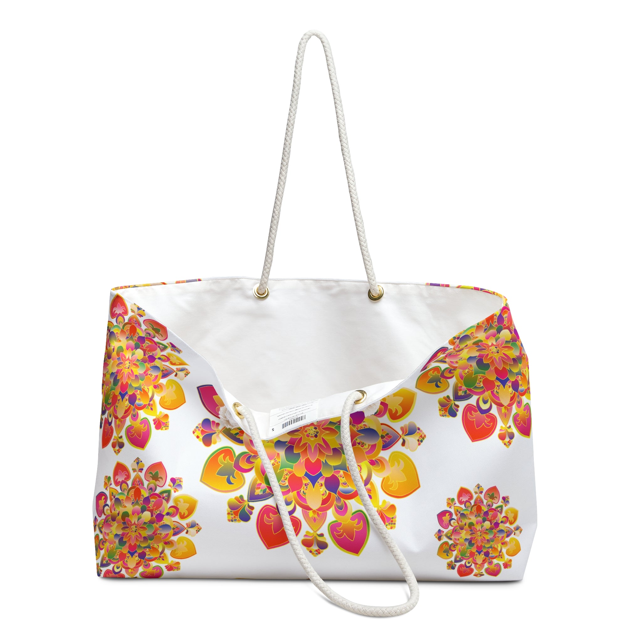 Borsa da weekend con mandala floreale e allegri dettagli a forma di cuore