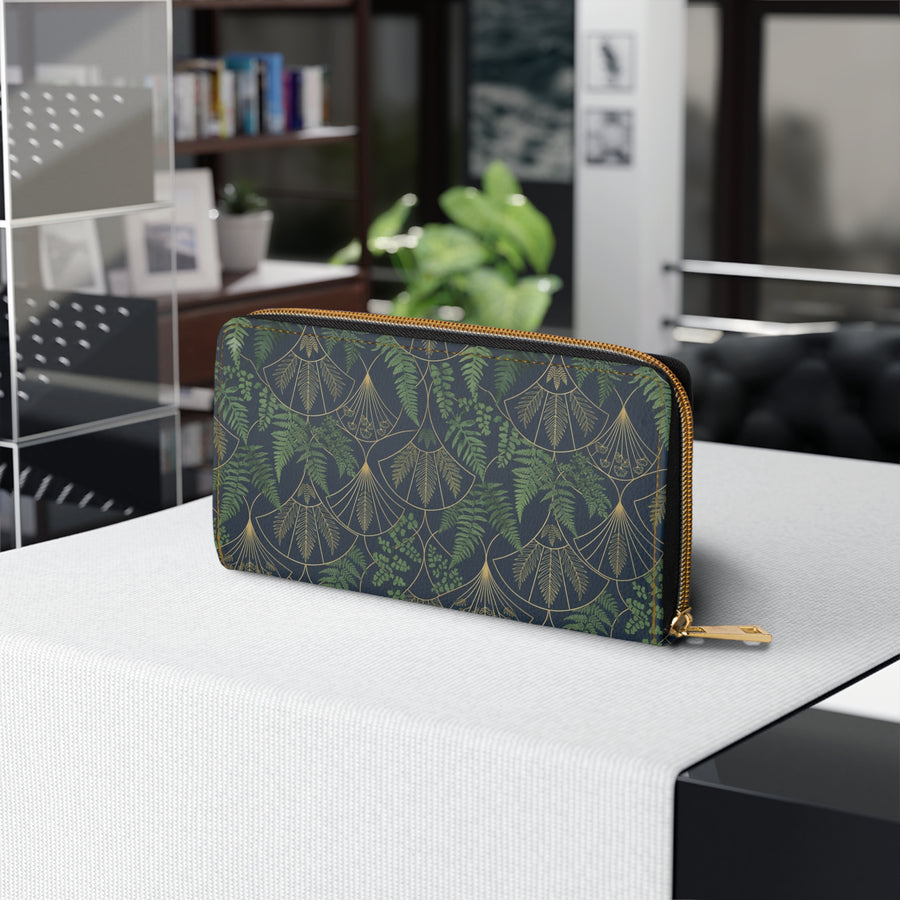 Fern Art Deco Zipper Wallet — Patterned Wallet