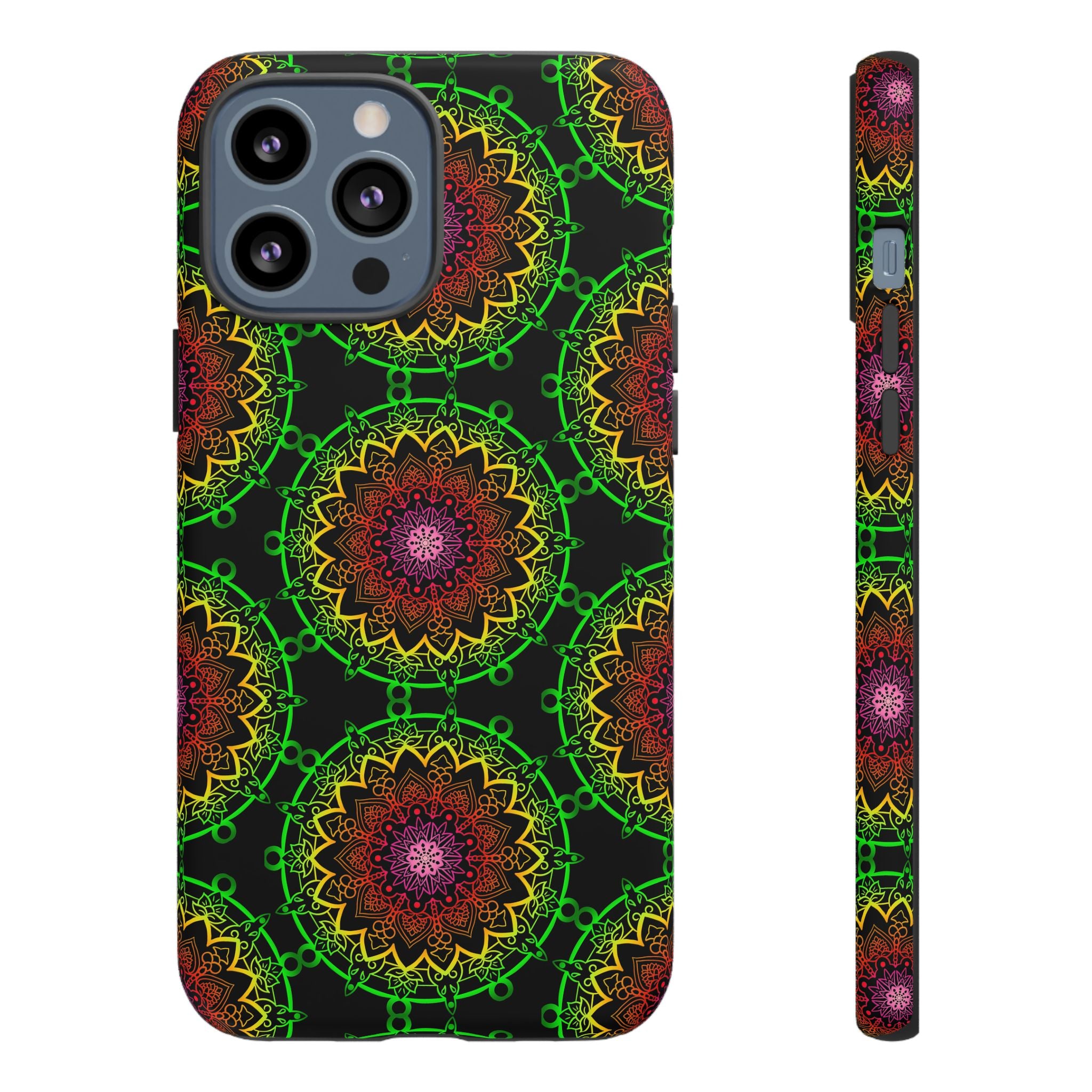 Custodia per telefono con mandala artistica, motivi audaci e stile moderno