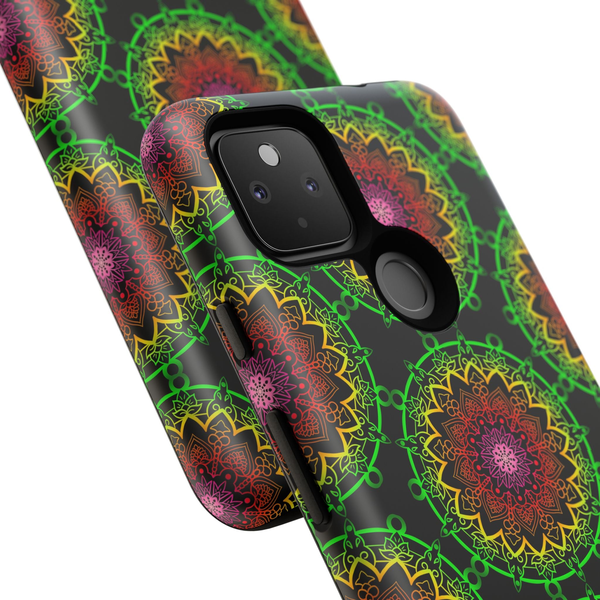 Custodia per telefono con mandala artistica, motivi audaci e stile moderno