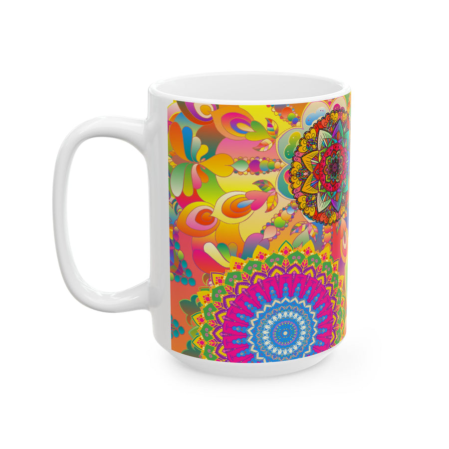 Psychedelic Floral Mandala Ceramic Mug