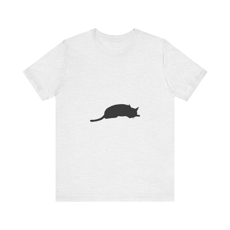 A spooky and cool black cat mystery t-shirt with a mysterious design