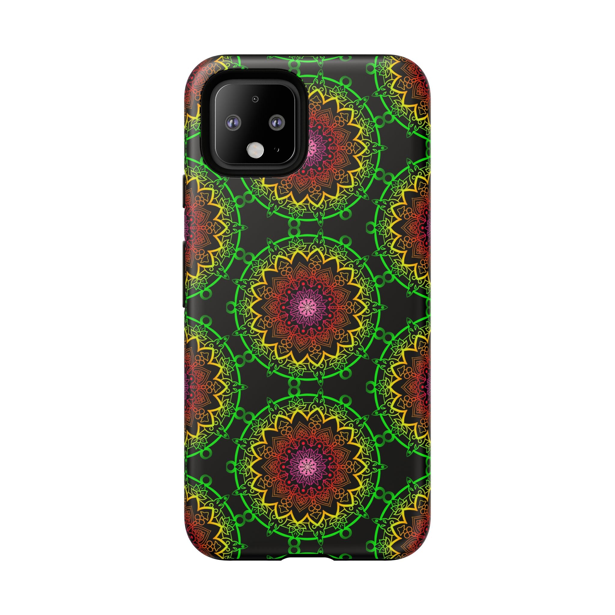 Custodia per telefono con mandala artistica, motivi audaci e stile moderno