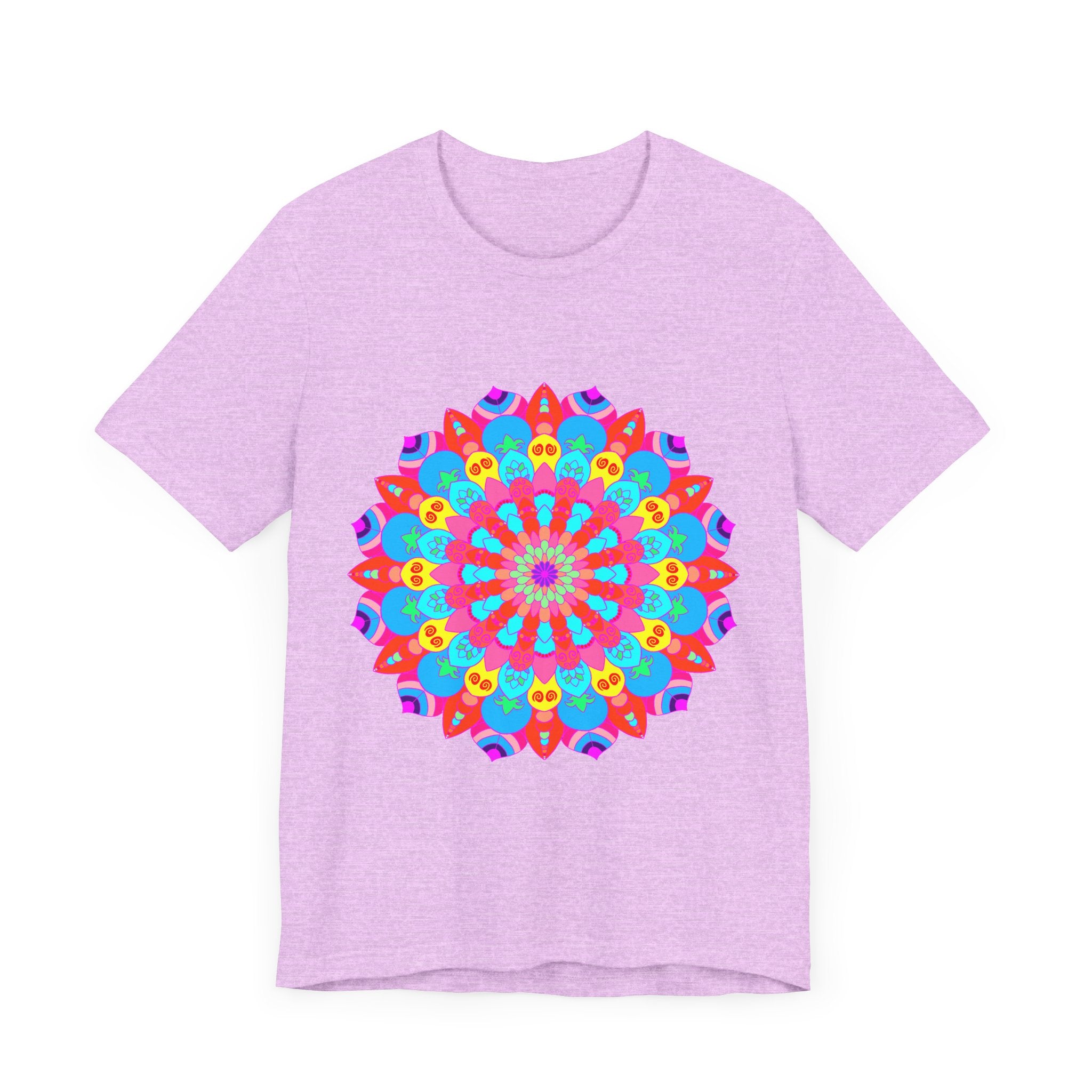Vibrant and intricate mandala design T-shirt featuring psychedelic art in a variety of colors