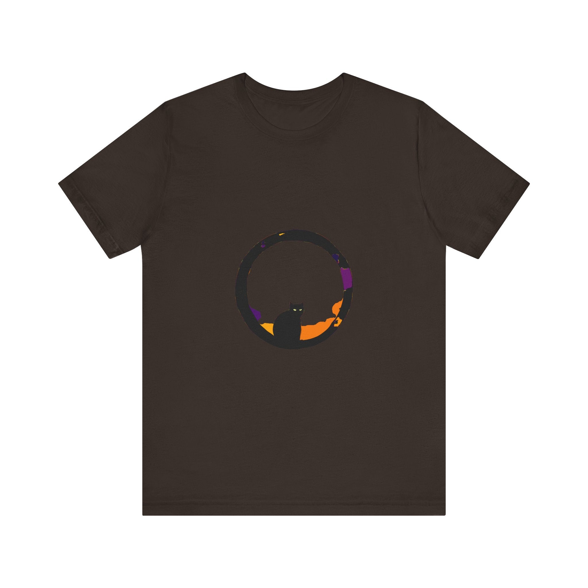 Black Cat Mystery Moon T-Shirt featuring a stylish and spooky design
