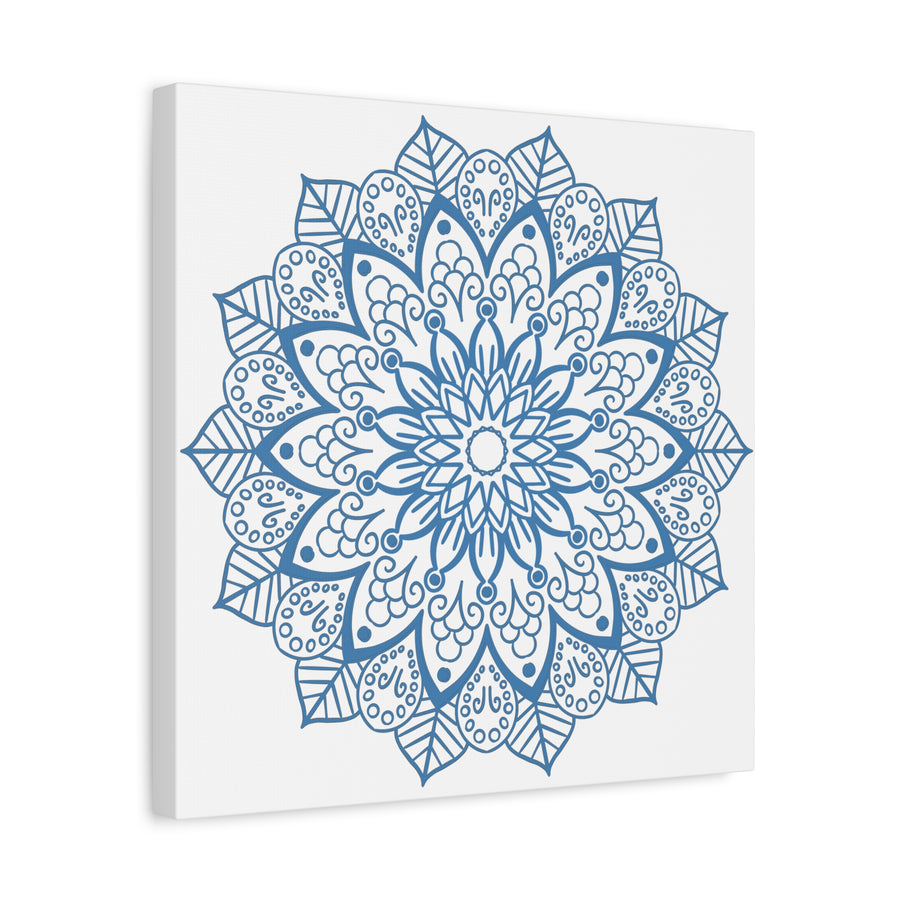 Handmade steel blue mandala design wall art on matte canvas