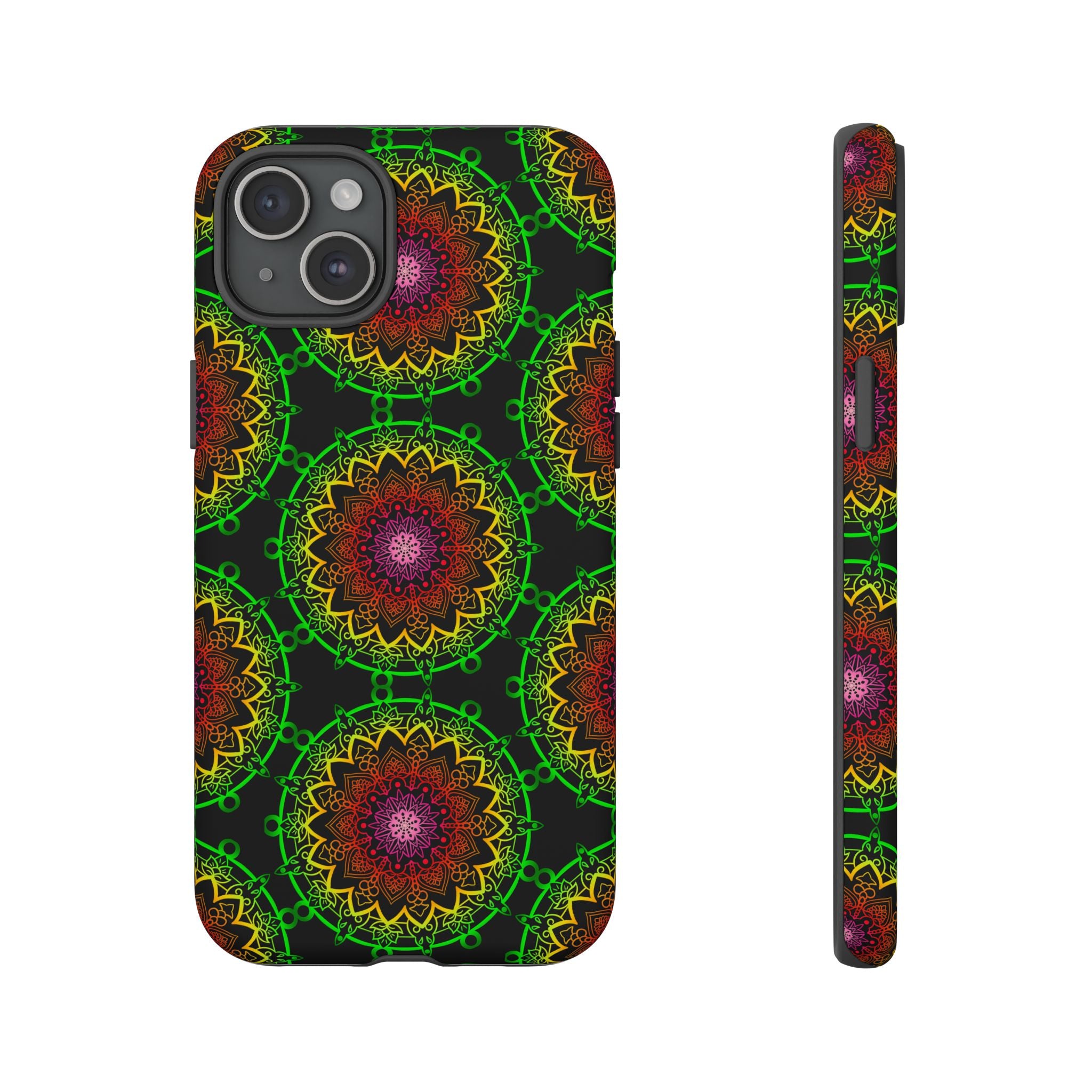 Custodia per telefono con mandala artistica, motivi audaci e stile moderno