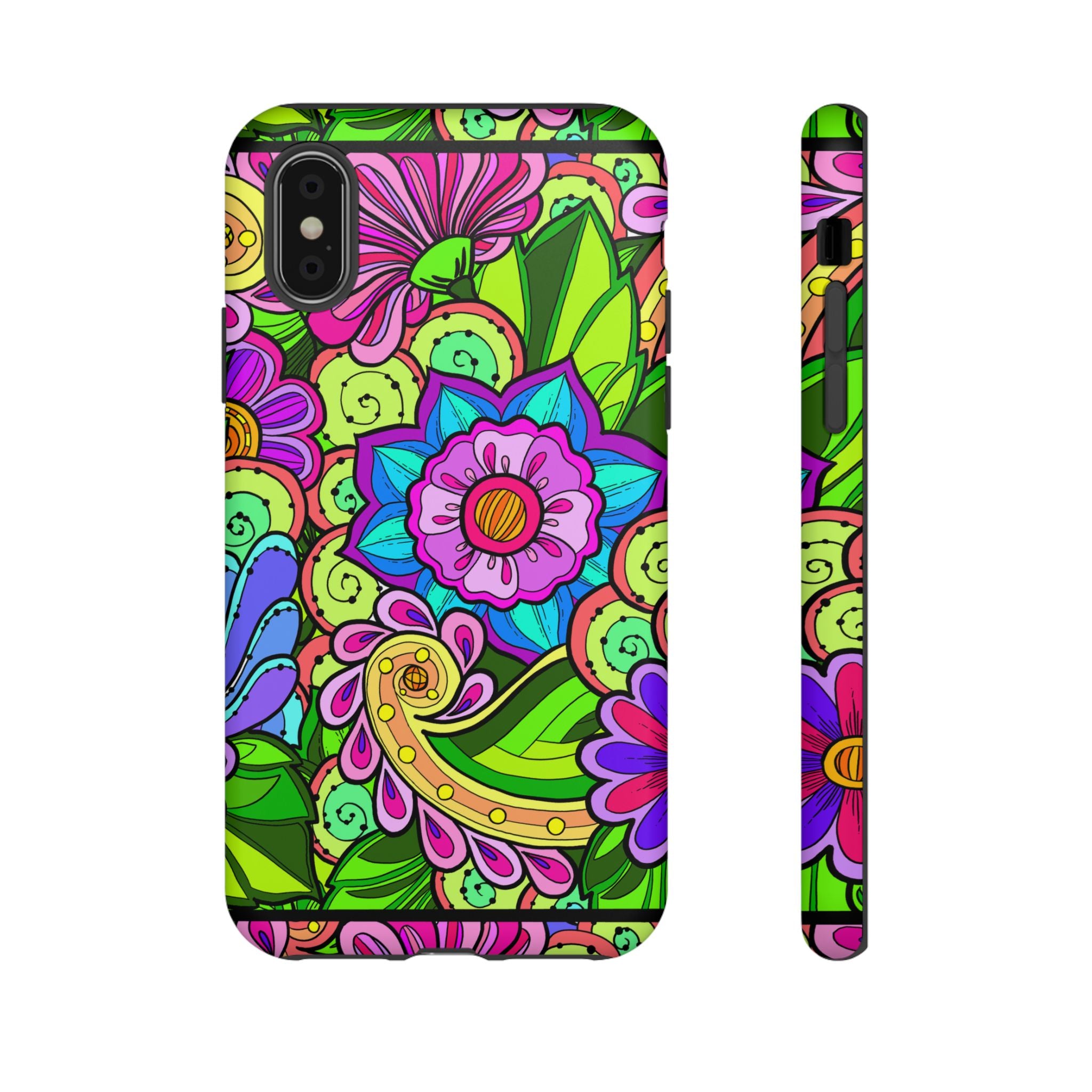 Floral Fantasy iPhone and Google Pixel Case in Bright Green Palette