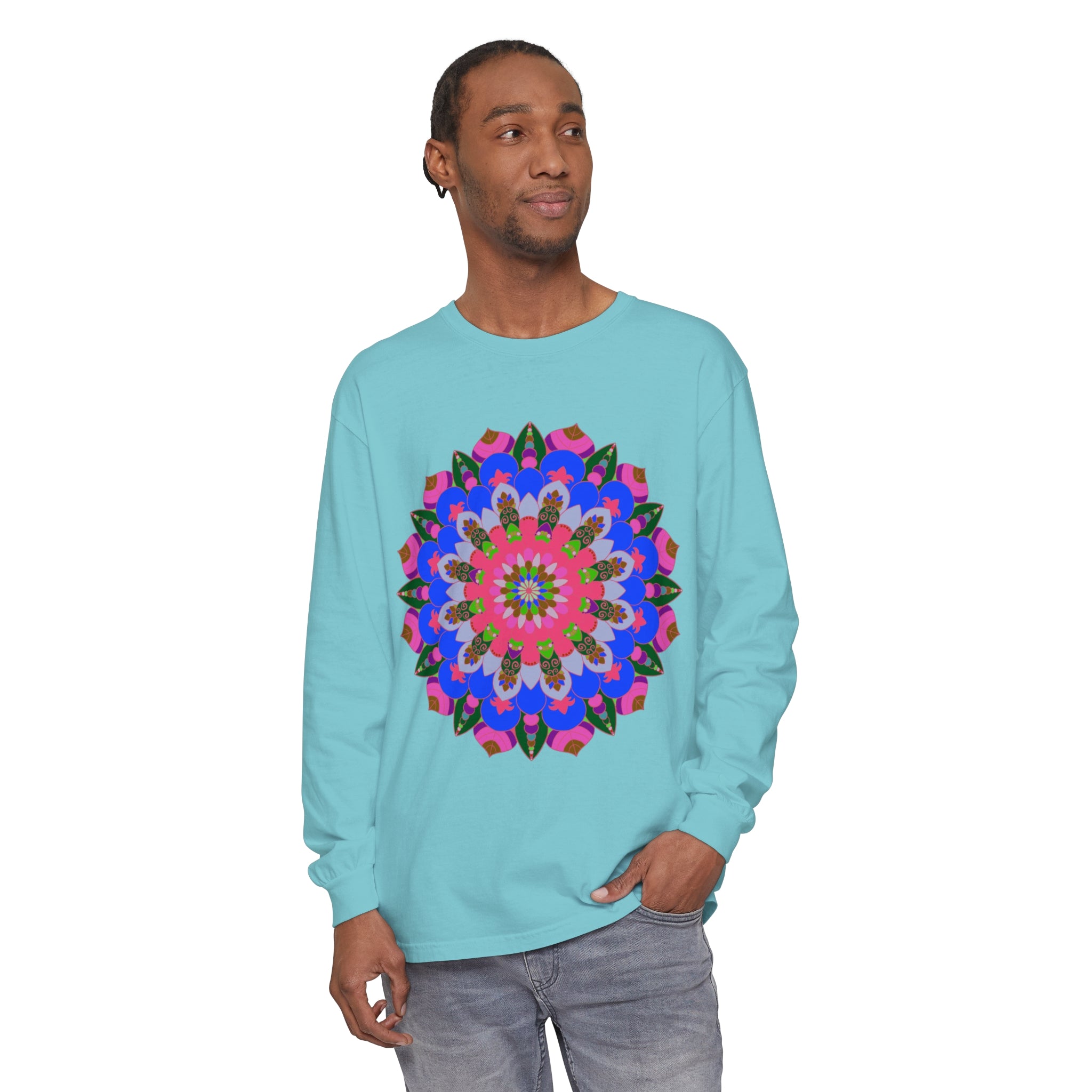 Colorful Mandala Long Sleeve T-Shirt in Psychedelic Colors