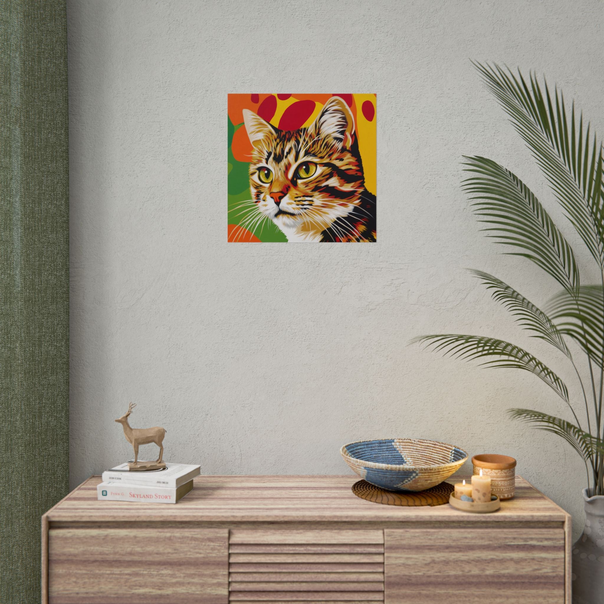 Colorful Pop Art Cat Poster — Rolled Wall Art for Cat Lovers