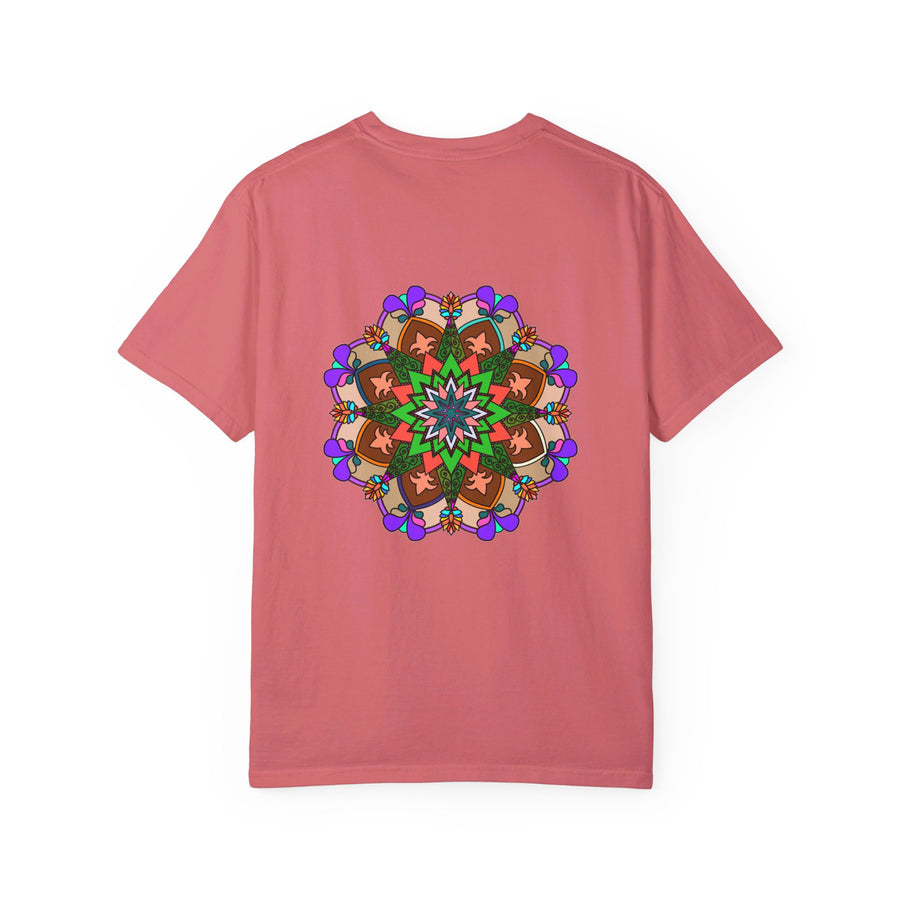 Unisex Mandala T-Shirt featuring hand-drawn mandala art on 100% ring-spun cotton, garment-dyed for extra comfort