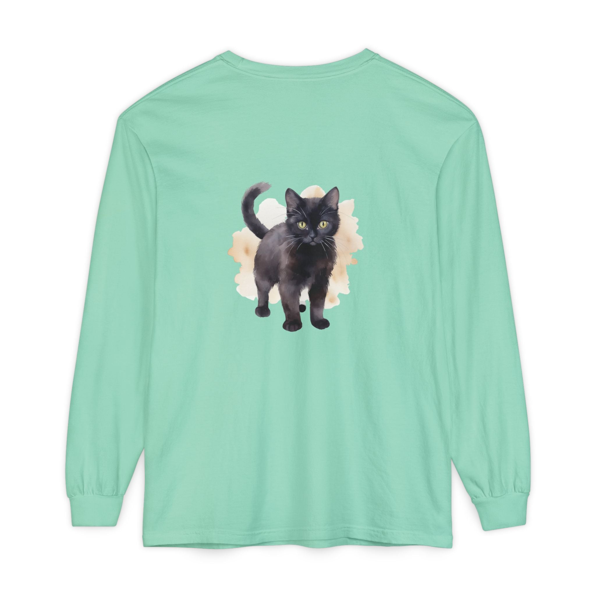 Full Sleeve Tee | Black Cat Watercolor - Unisex