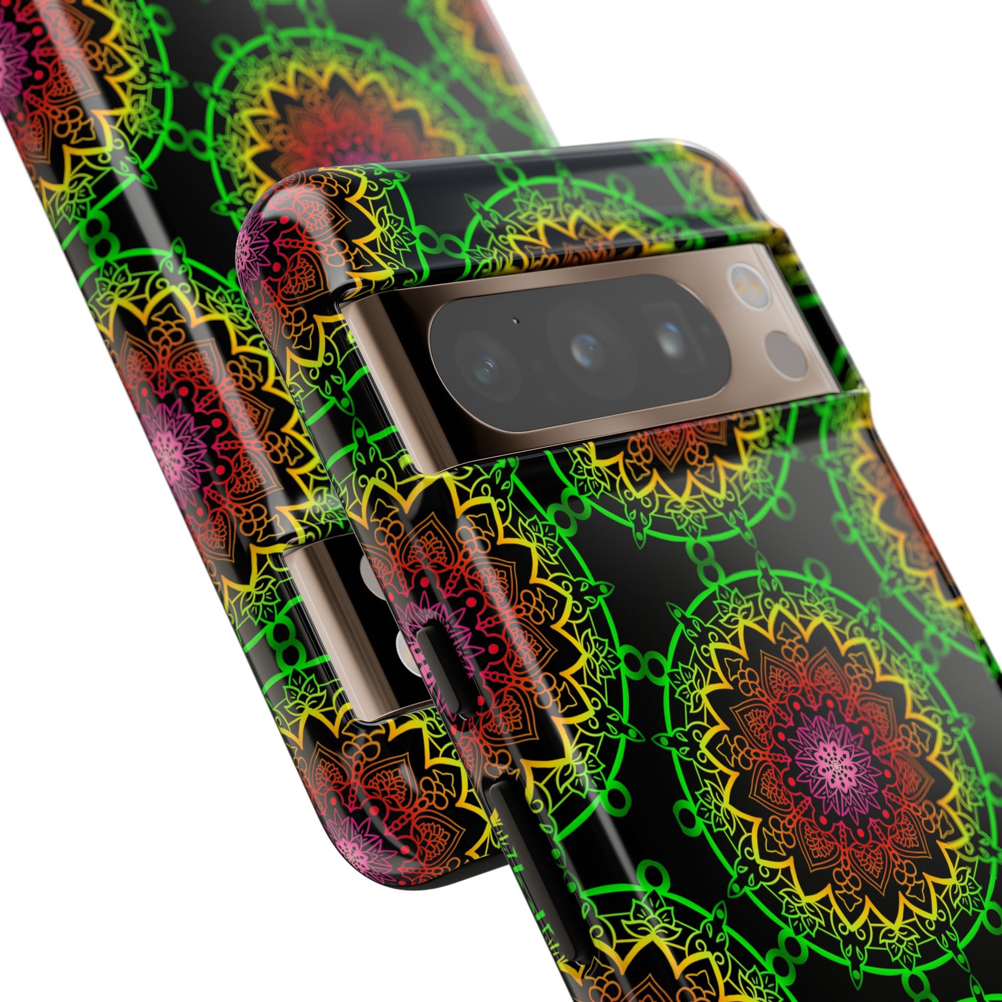Custodia per telefono con mandala artistica, motivi audaci e stile moderno