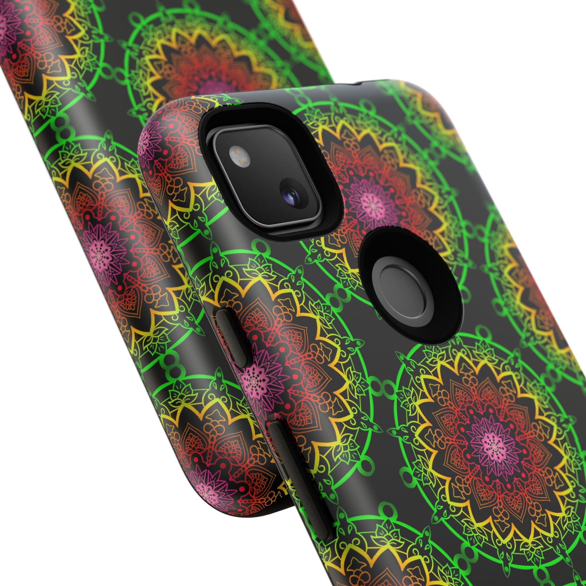 Custodia per telefono con mandala artistica, motivi audaci e stile moderno