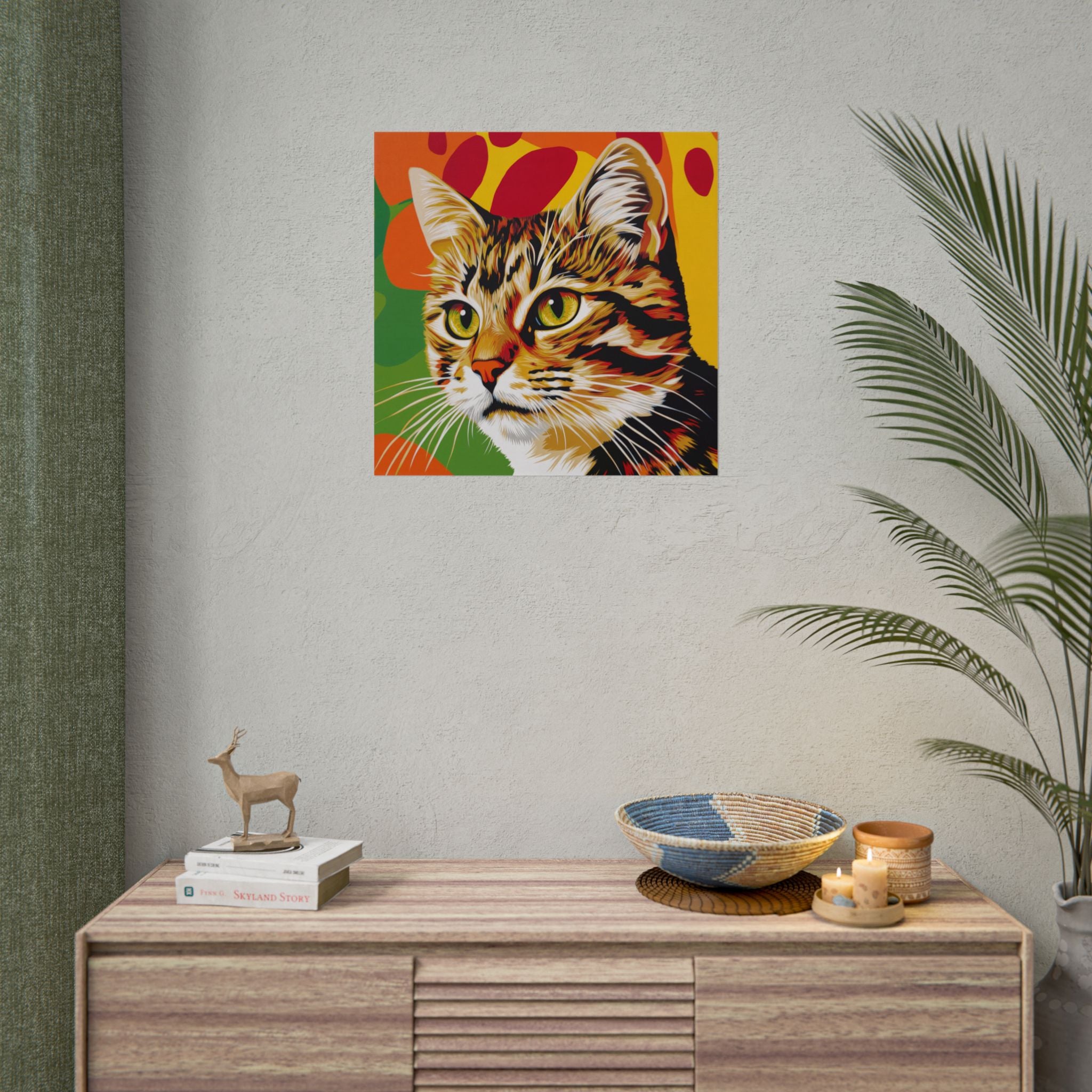 Colorful Pop Art Cat Poster — Rolled Wall Art for Cat Lovers