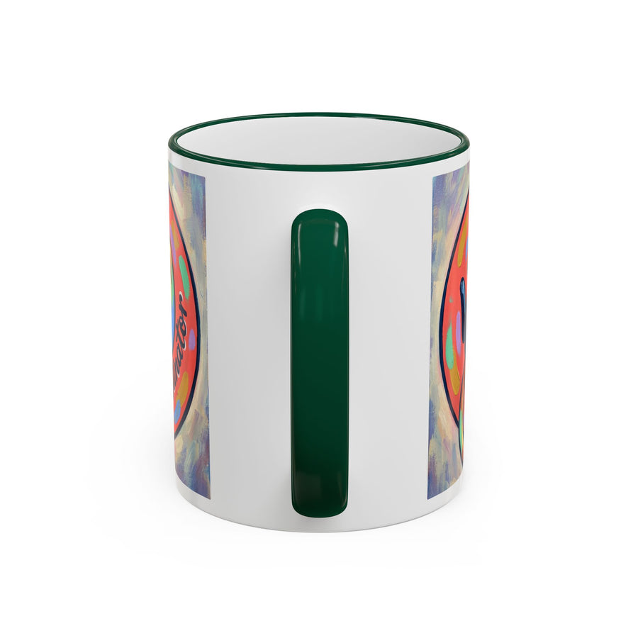 Colorful Paw Print Pet Lover Accent Rim Mug (11oz/15oz)