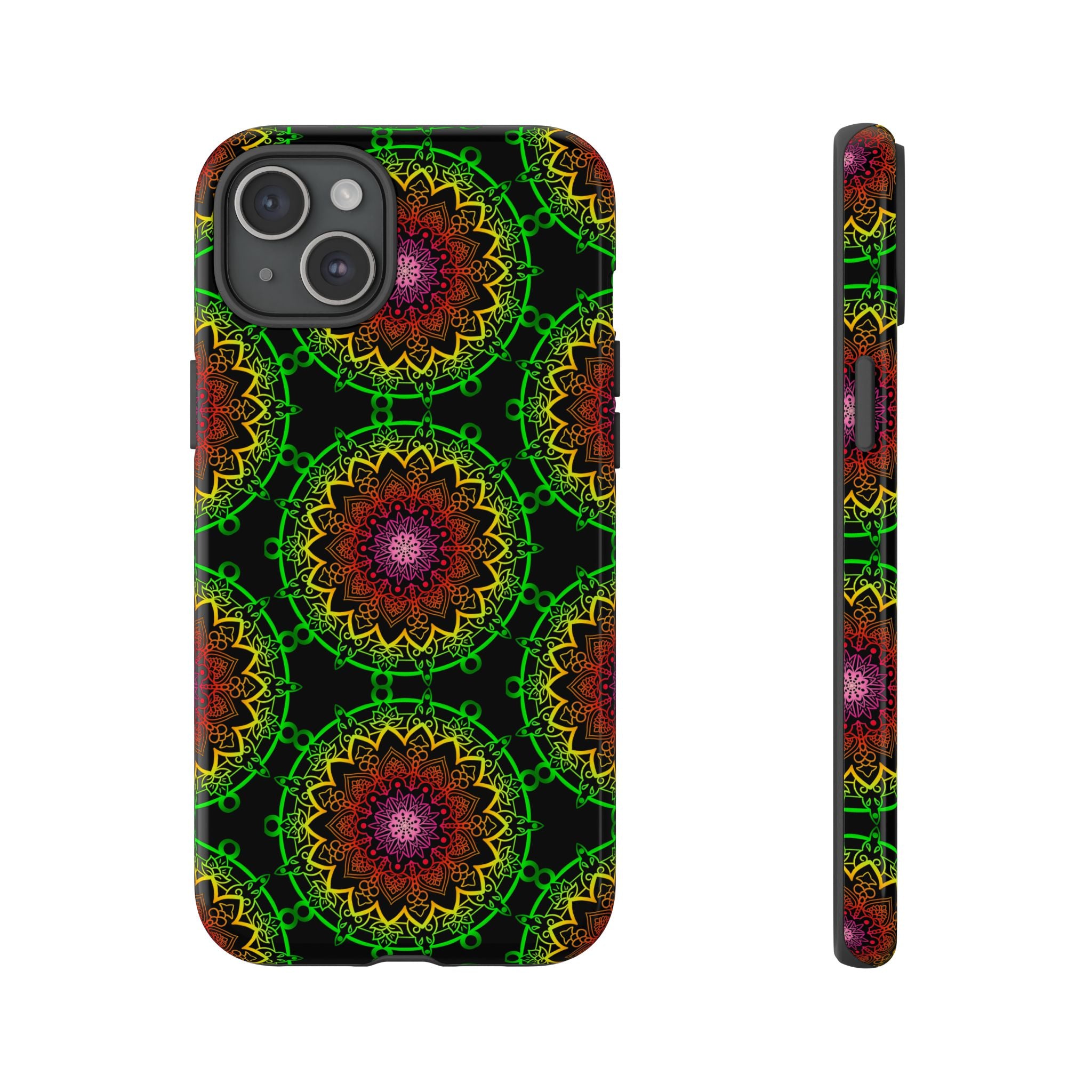 Custodia per telefono con mandala artistica, motivi audaci e stile moderno