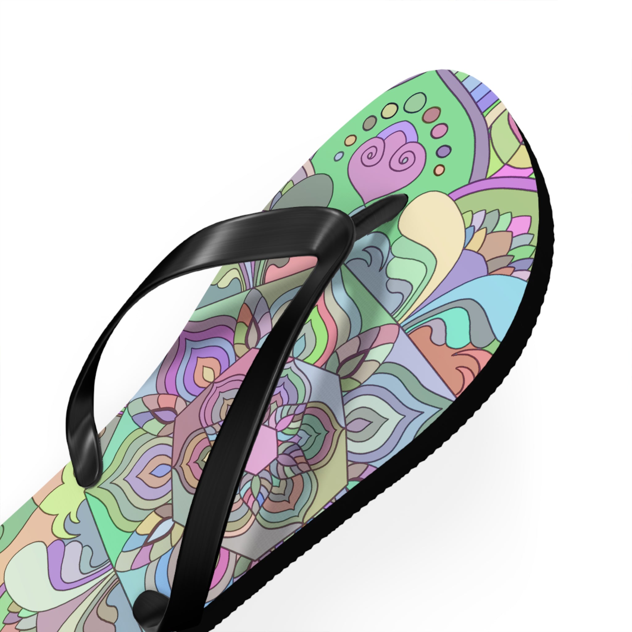 Fashionable flip flops featuring intricate mandala art for women