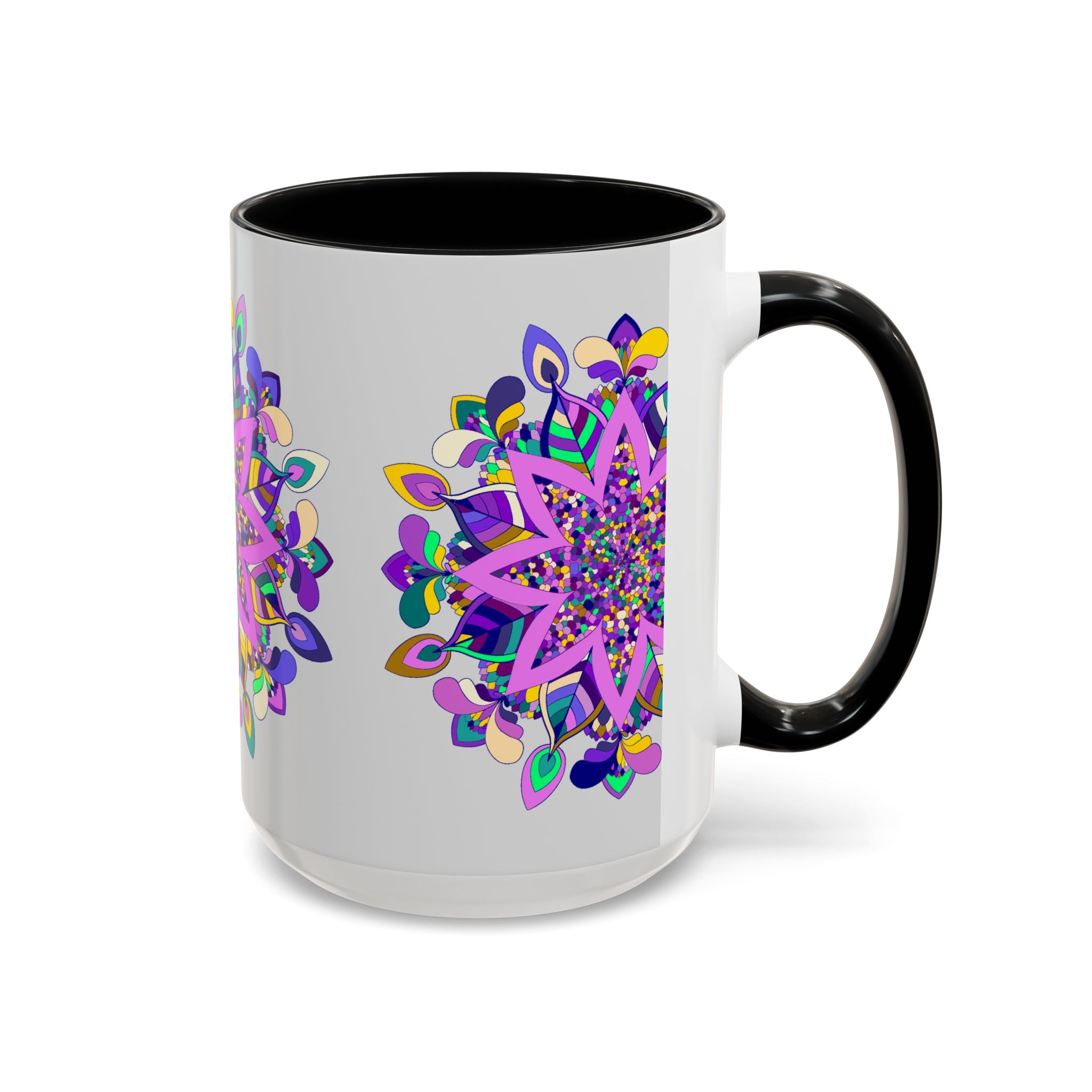 Charming Mug with Beautiful Mandala Art on Light Grey Background