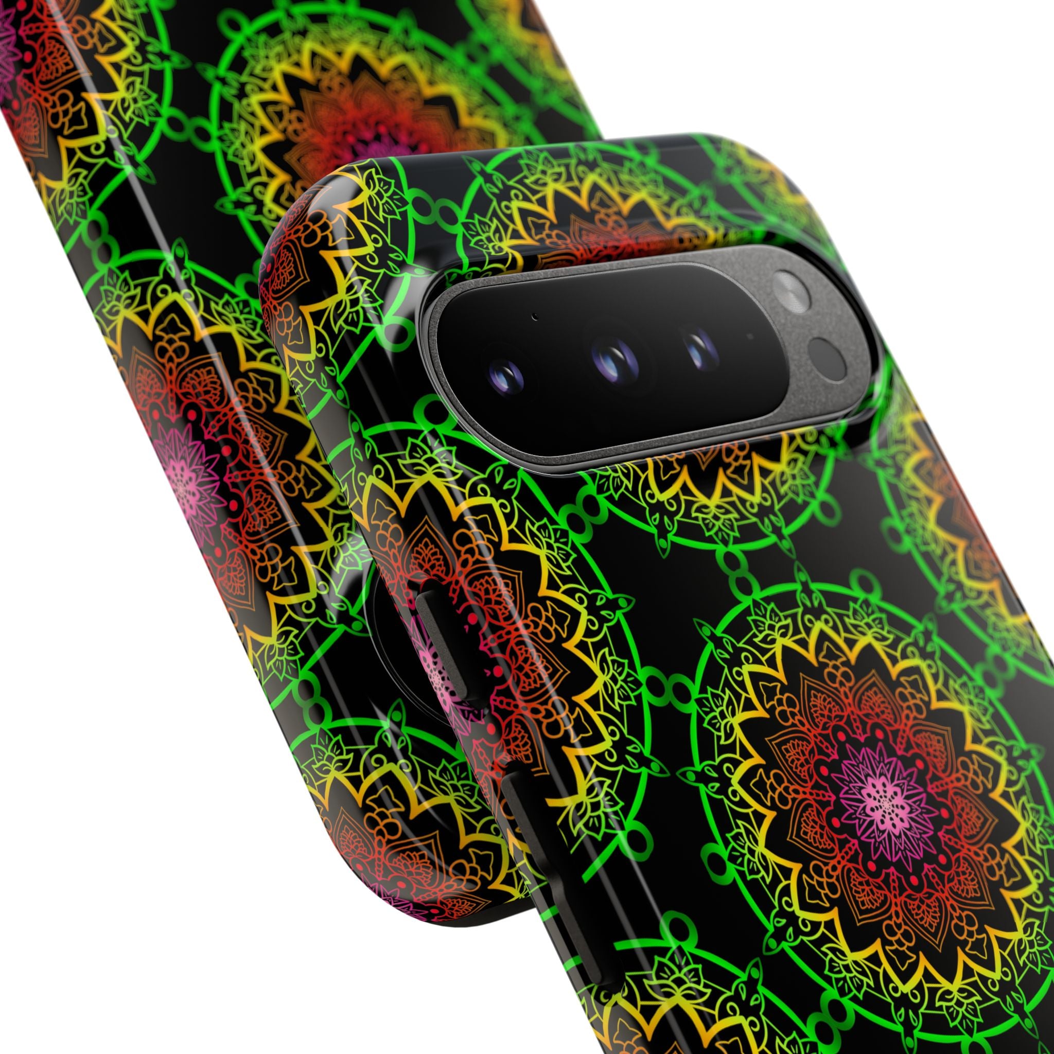 Custodia per telefono con mandala artistica, motivi audaci e stile moderno