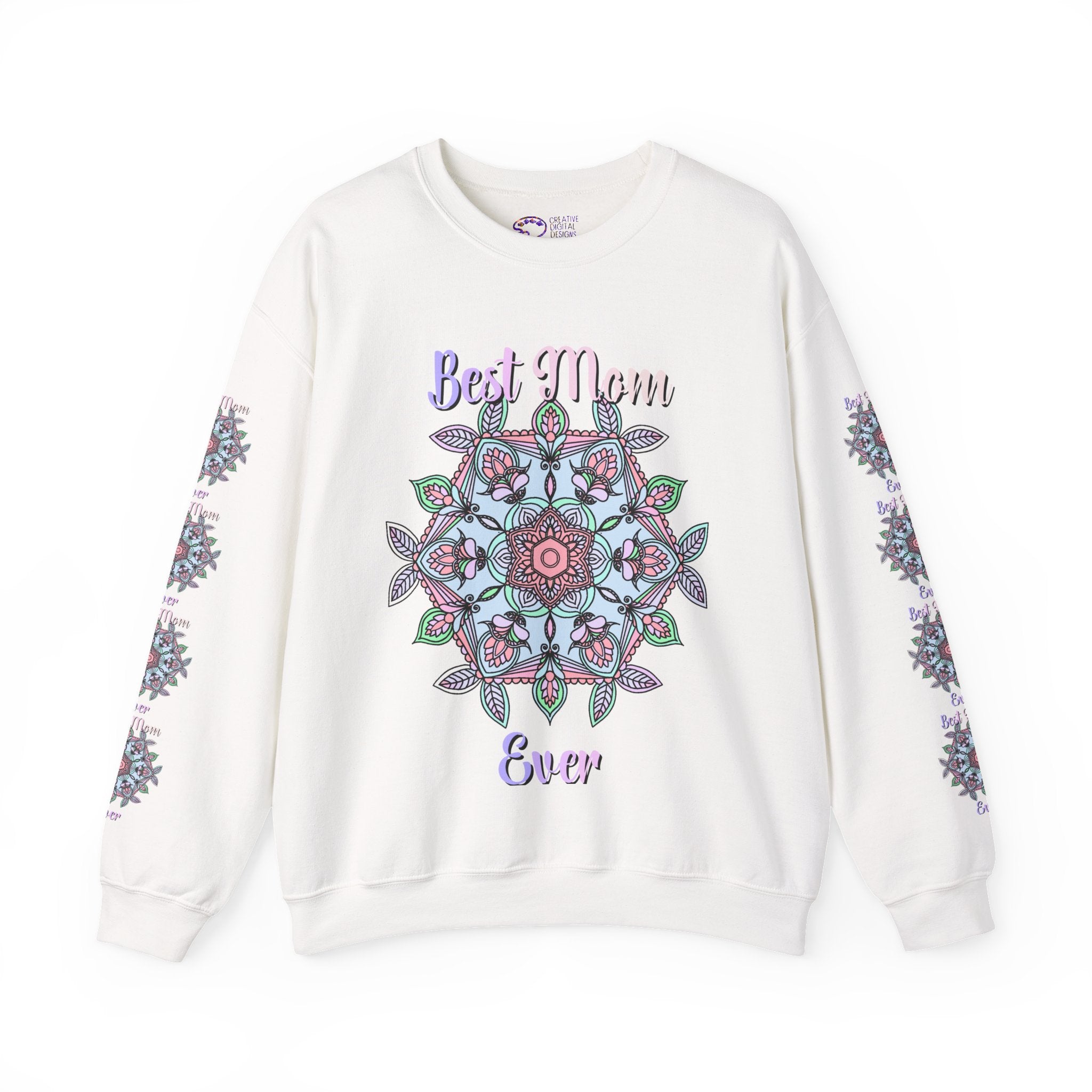 Mandala Art Crewneck Sweatshirt Celebrating Moms in Soft Hues