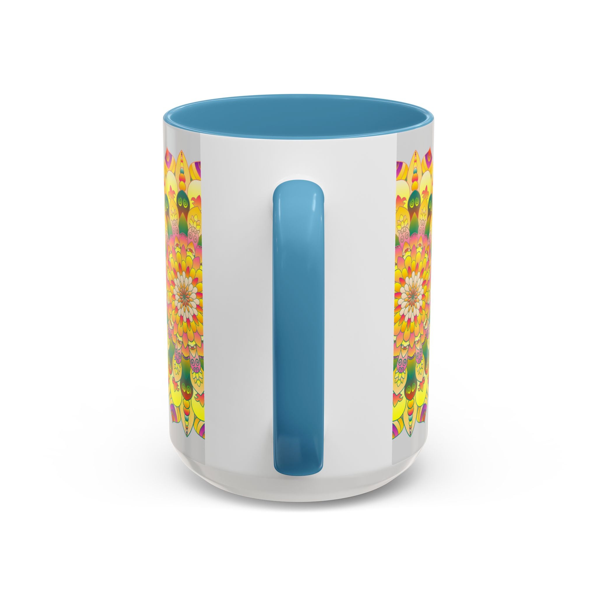 Charming coffee cup showcasing a vibrant and detailed mandala art