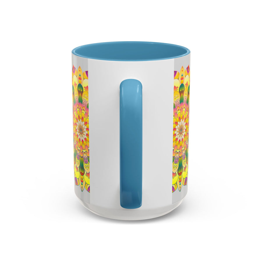 Charming coffee cup showcasing a vibrant and detailed mandala art