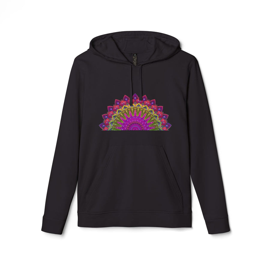 Blululi Adidas Mandala Fleece Hoodie in red and white, close-up of the sleeve and logo