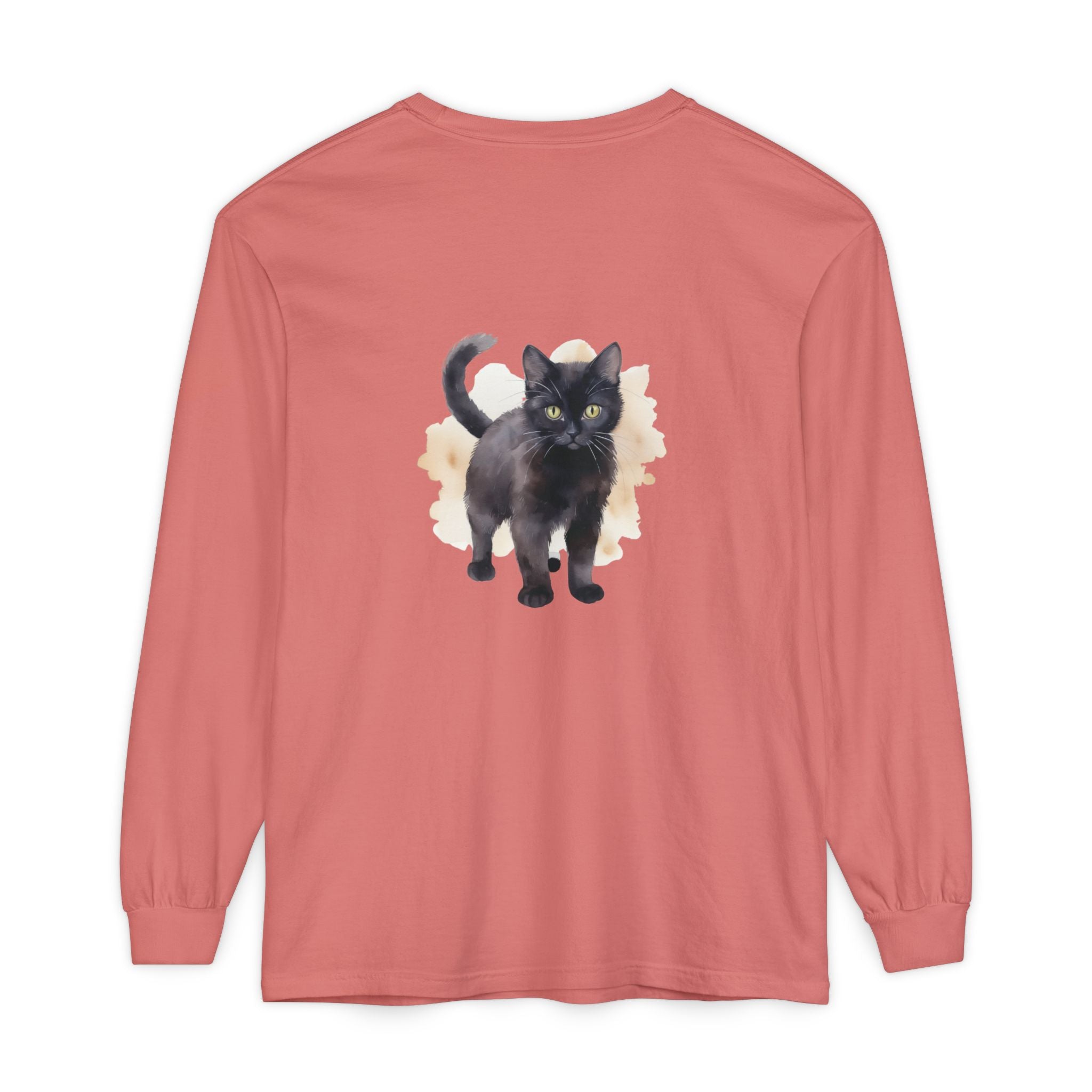 Full Sleeve Tee | Black Cat Watercolor - Unisex