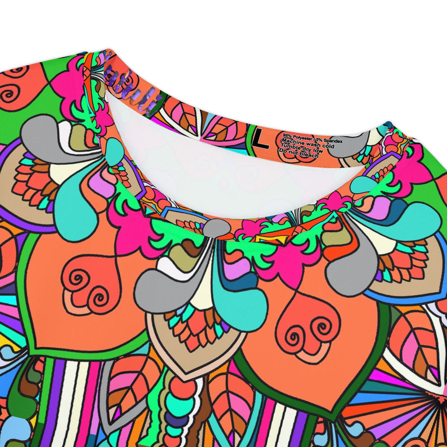 Psychedelic Mandala Kaleidoscope Women's Short Sleeve Shirt - Bright Retro Boho AOP