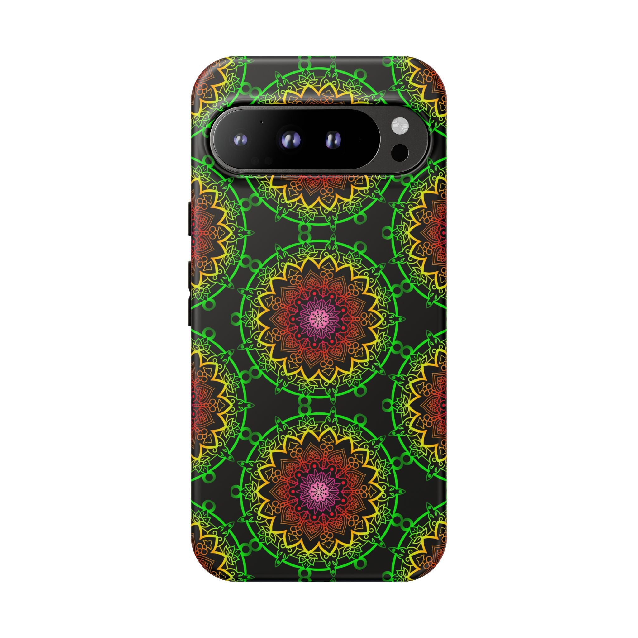 Custodia per telefono con mandala artistica, motivi audaci e stile moderno