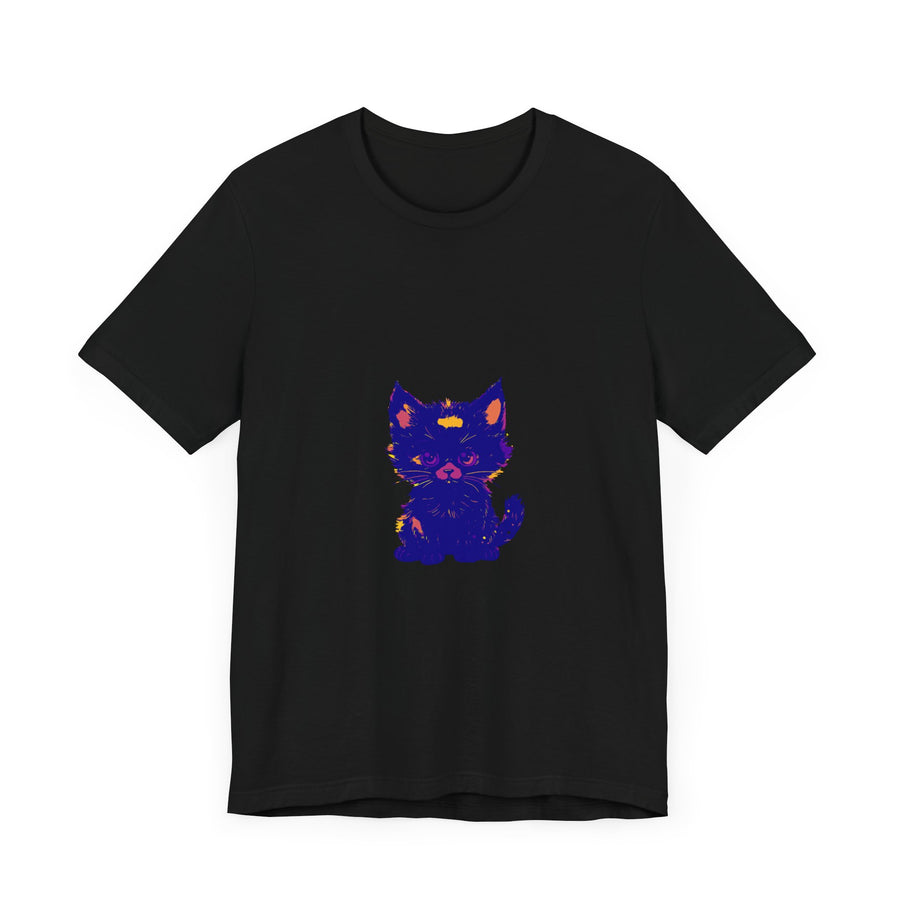 Blue Cat T-Shirt with a distinctive and captivating Black Cat print