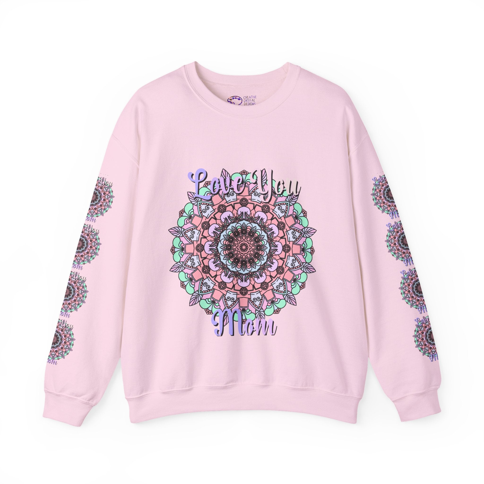Mandala Inspired Crewneck Sweatshirt for Moms in Soft Pastels