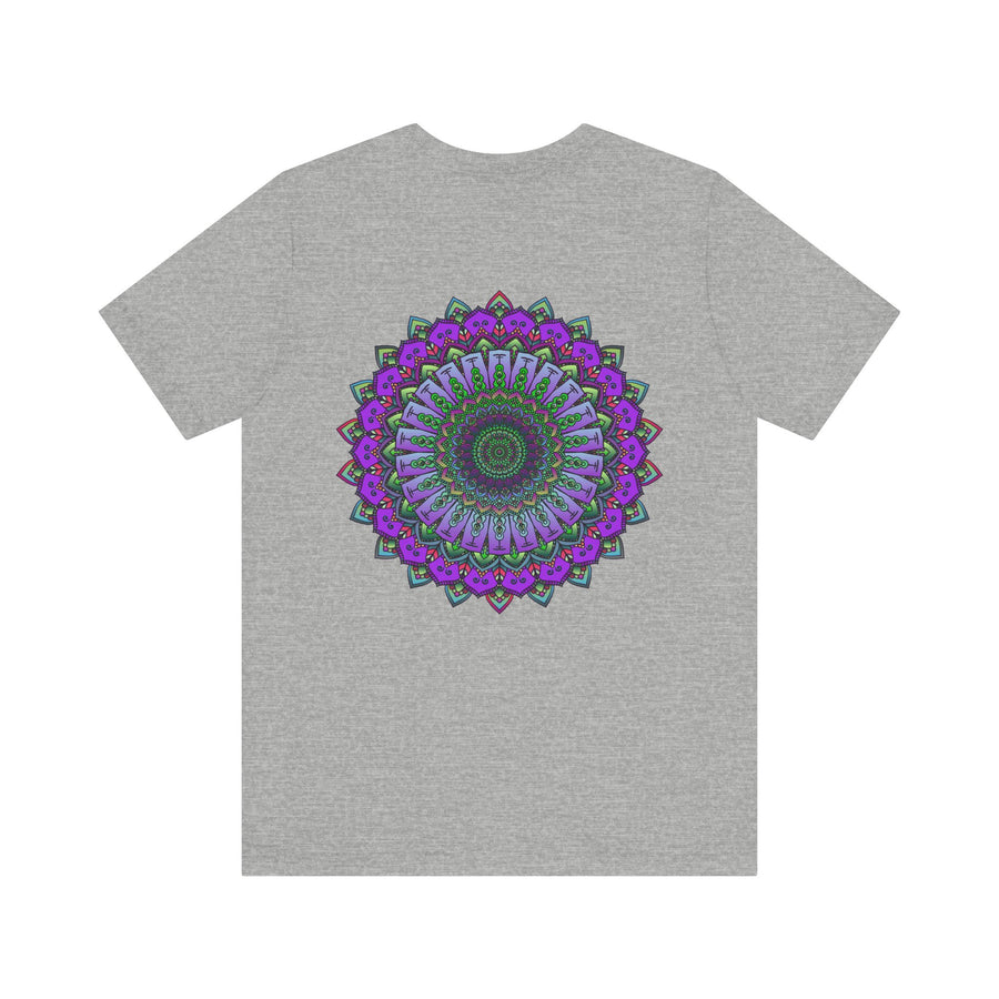 Beautiful purple mandala tee featuring intricate design for spiritual peace and harmony, perfect for yoga and meditation